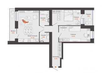 Продажа 2-комнатной квартиры, 74 м2, Киров