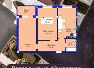 Двухкомнатная квартира на продажу, 72 м2, Махачкала, Майская улица, 30, Ленинский внутригородской район