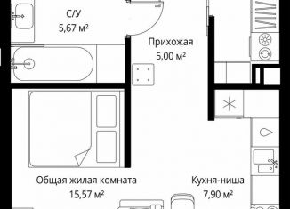 Продаю 1-комнатную квартиру, 38.1 м2, деревня Ликино, деревня Ликино, 2