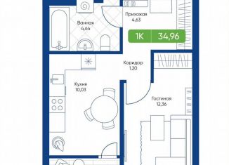 Продажа 1-комнатной квартиры, 35 м2, Новосибирск, улица Королёва, 2, метро Золотая Нива