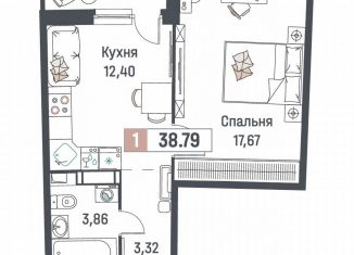 Продаю однокомнатную квартиру, 38.8 м2, Мурино, ЖК Авиатор