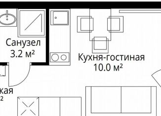 Продается квартира студия, 18.3 м2, деревня Сапроново, квартал Центральный, 9