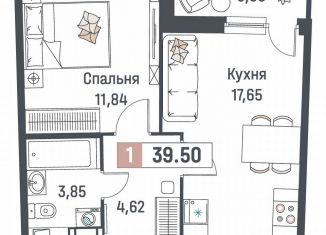 1-комнатная квартира на продажу, 39.5 м2, Мурино, ЖК Авиатор