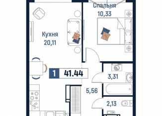 Продажа 1-ком. квартиры, 41.4 м2, Ярославль, Романовская улица, 6к2, ЖК Норские Резиденции