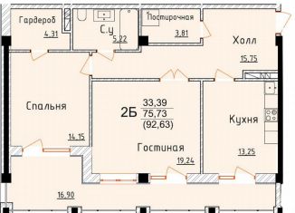 Продается 2-комнатная квартира, 92.6 м2, Дагестан
