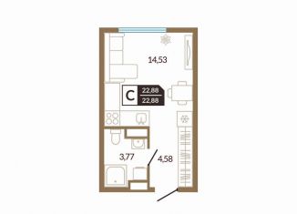 Продается квартира студия, 22.9 м2, деревня Дударева