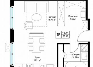 Продам квартиру студию, 33.9 м2, деревня Сапроново, микрорайон Купелинка, 7