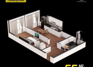 Продам 1-ком. квартиру, 55.1 м2, Махачкала, проспект Насрутдинова, 162, Ленинский внутригородской район