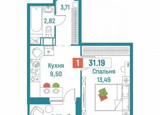 Продам 1-комнатную квартиру, 31.2 м2, Мурино, ЖК Графика