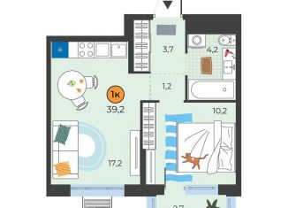 Продаю 1-ком. квартиру, 37.3 м2, Тюмень, улица Надежды Шалагиной, 4