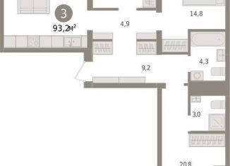 Продажа 3-комнатной квартиры, 93.2 м2, Тюмень, ЖК Речной Порт