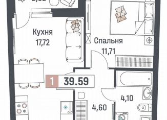 Продажа однокомнатной квартиры, 39.6 м2, Мурино, ЖК Авиатор