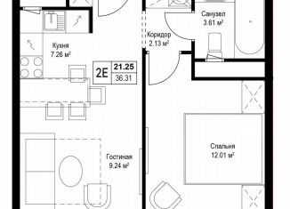 Продаю 1-ком. квартиру, 36.4 м2, деревня Сапроново, микрорайон Купелинка, 7, ЖК Эко Видное 2.0