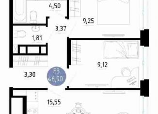 Продается 2-ком. квартира, 46.9 м2, Рязань