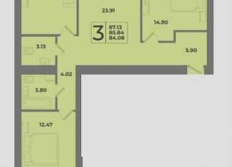 Продается 3-комнатная квартира, 87.1 м2, Калининград