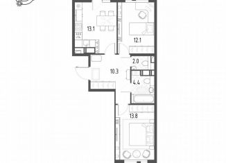 Продам двухкомнатную квартиру, 57.8 м2, посёлок Шушары