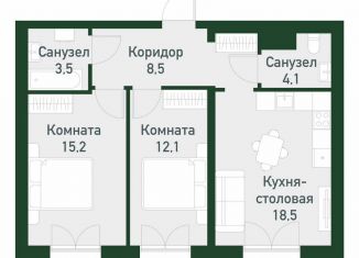 Продам двухкомнатную квартиру, 61.8 м2, Екатеринбург, Ленинский район