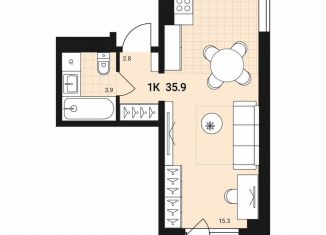 Продажа 1-комнатной квартиры, 35.9 м2, Обь, Геодезическая улица, 29