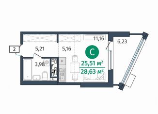 Продается квартира студия, 25.5 м2, Тюмень