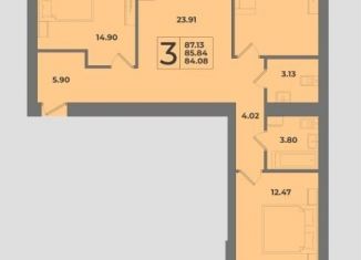 Продам 3-ком. квартиру, 87.1 м2, Калининград