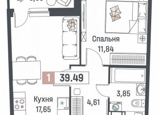 Продам 1-ком. квартиру, 39.5 м2, Мурино, ЖК Авиатор