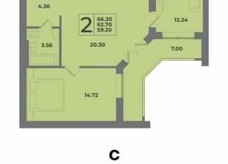 Продаю 2-комнатную квартиру, 66.2 м2, Калининград