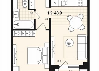 1-ком. квартира на продажу, 43.9 м2, Обь, Геодезическая улица, 29