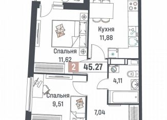 Продажа 2-ком. квартиры, 45.3 м2, Мурино, ЖК Авиатор