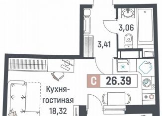 Продам квартиру студию, 26.4 м2, Мурино, ЖК Авиатор