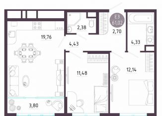 Продам 2-комнатную квартиру, 61 м2, Тула, Пряничная улица, 8