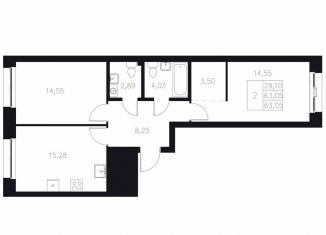 Продается 2-ком. квартира, 63.1 м2, Татарстан, Адмиралтейская улица, 2