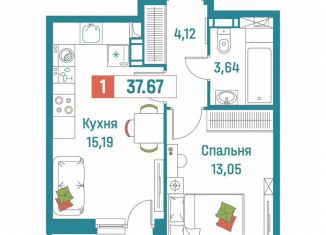 1-ком. квартира на продажу, 37.7 м2, Мурино, ЖК Графика