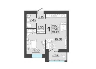 Продаю однокомнатную квартиру, 39.3 м2, Брянск