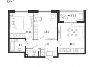 Продам 2-комнатную квартиру, 57.5 м2, посёлок Шушары, Соколиная улица, 5
