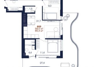 Продам 3-ком. квартиру, 85.4 м2, Сочи, Курортный проспект, 46/8, микрорайон Центральный