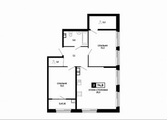 Продажа однокомнатной квартиры, 74.8 м2, Ставрополь, Промышленный район, улица Доваторцев, 179Гк1