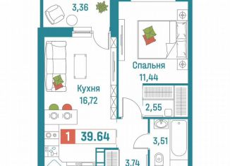Продаю 1-ком. квартиру, 39.6 м2, Мурино, ЖК Графика