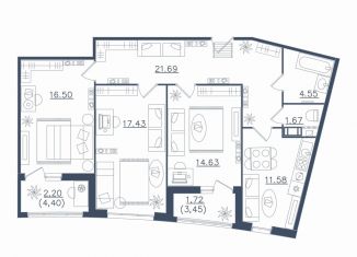 Продаю 3-ком. квартиру, 92 м2, Сестрорецк, ЖК Светлый Мир Внутри