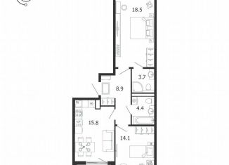 Продам 2-ком. квартиру, 67.2 м2, посёлок Шушары, Соколиная улица, 5
