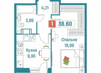 Продажа однокомнатной квартиры, 38.6 м2, Мурино, ЖК Графика