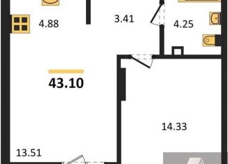 Продам 1-ком. квартиру, 43.1 м2, Новосибирск, метро Золотая Нива, улица Королёва, 2
