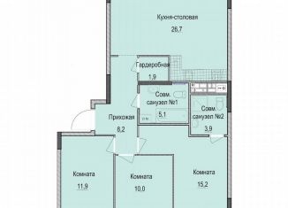 Продам трехкомнатную квартиру, 82.9 м2, Казань