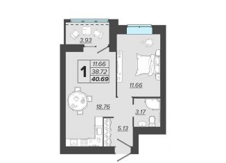 Продаю однокомнатную квартиру, 40.7 м2, Брянск