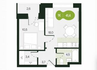 Продам 1-комнатную квартиру, 41.4 м2, Чита, улица Токмакова, 30
