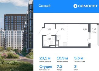 Продажа квартиры студии, 23.1 м2, Санкт-Петербург, Красносельский район, жилой комплекс Сандэй, 7.2