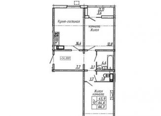 Продам 2-комнатную квартиру, 66.3 м2, Воронеж
