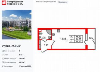 Продажа квартиры студии, 24.9 м2, Санкт-Петербург, Московский район
