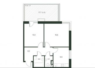 Продам двухкомнатную квартиру, 57.6 м2, деревня Лобаново