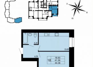 Продажа 1-комнатной квартиры, 44.4 м2, Владимир, улица Родионовка, 6