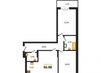 2-ком. квартира на продажу, 66.9 м2, Воронеж, проспект Труда, 117